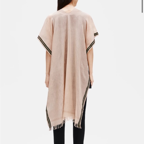 EILEEN FISHER 100% organic cotton embroidered hem serape scarf poncho shawl OS - Picture 6 of 16